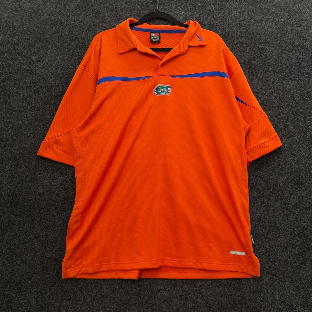 Nike Florida Gators Polo Shirt Mens XL Orange Sphere Dry Vintage Center Swoosh